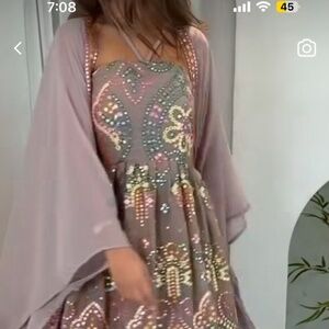 Embroidered two piece kaftan dress